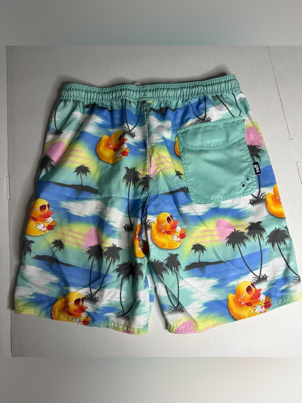 Neff Tropical Rubber Duck Swim Trunks Men’s Medium Beach Board Shorts Hawaiian - Picture 8 of 9